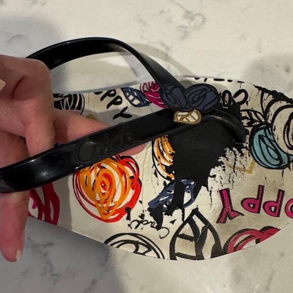 Coach Kasey Signature Poppy Print Jelly Flip Flop Sandals size 10 Y2K baddie - Picture 12 of 13